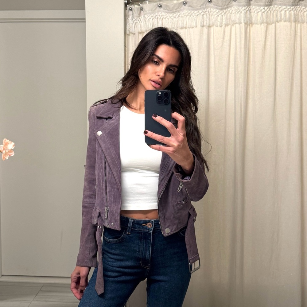 Purple Suede Moto Jacket